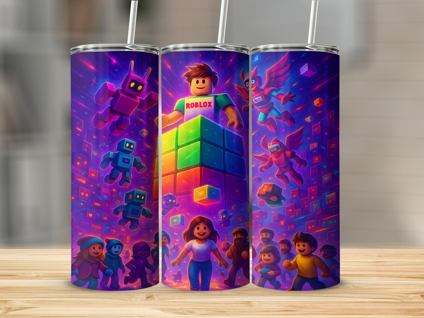 Roblox Inspired Colorful Gaming Print Tumbler