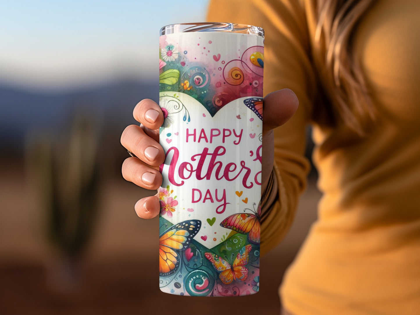 Colorful Happy Mother's Day Butterfly Tumbler Cup Stylish Gift