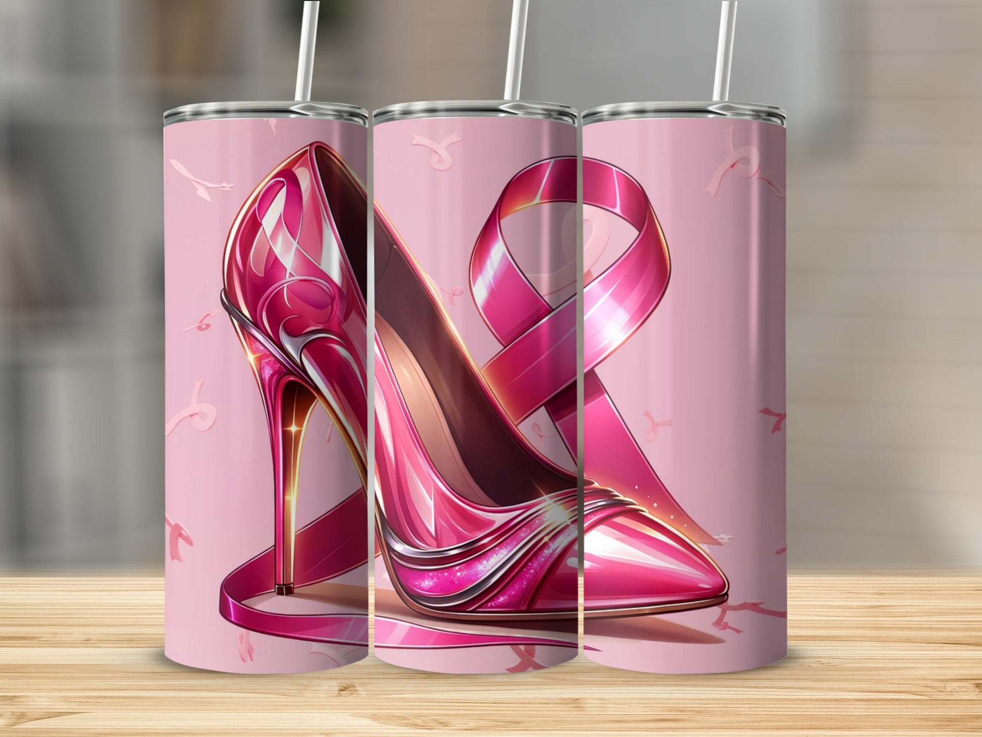 Pink Ribbon High Heel Design Tumbler Fashion bestseller