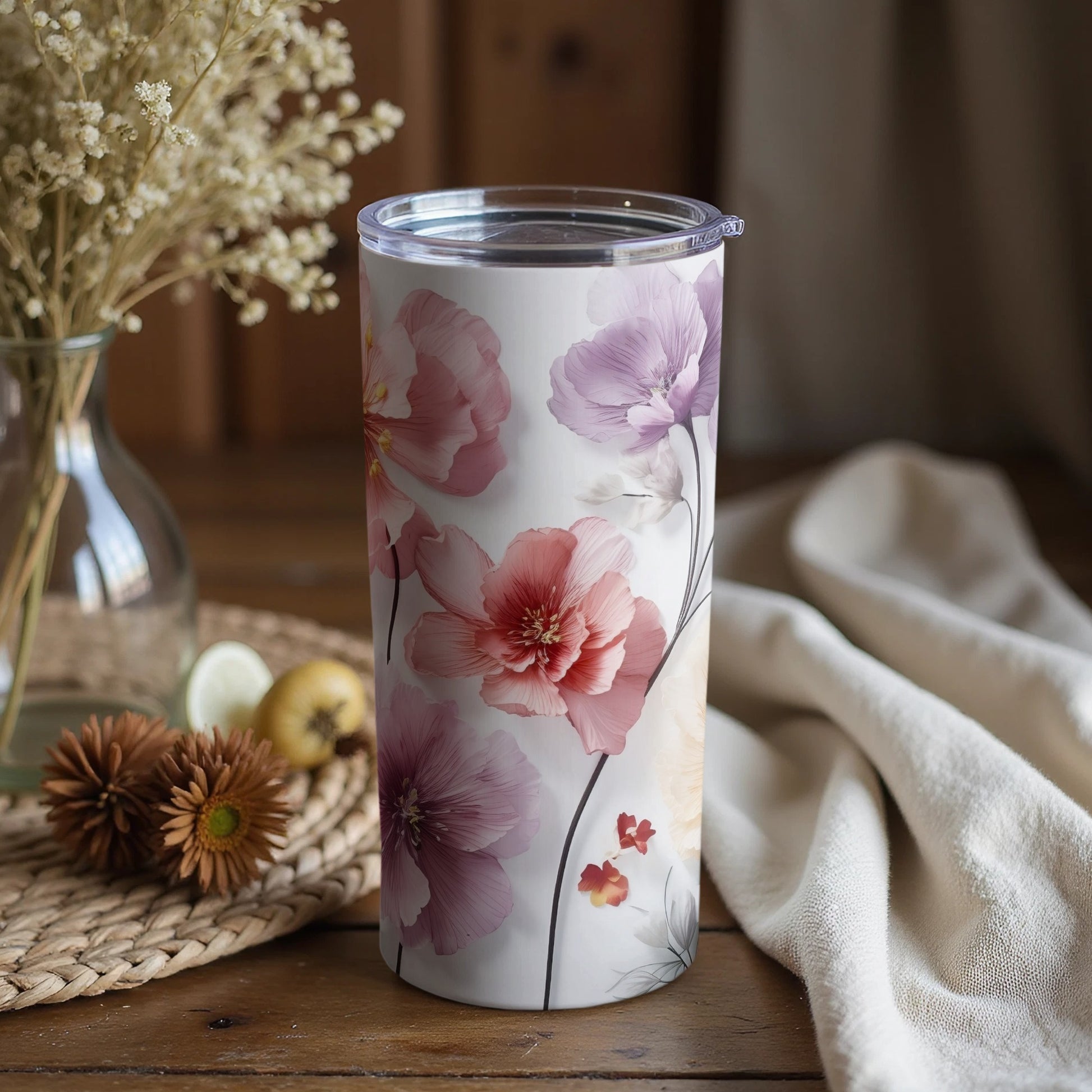 Floral Blossom Design Insulated Tumbler Beverage Holder