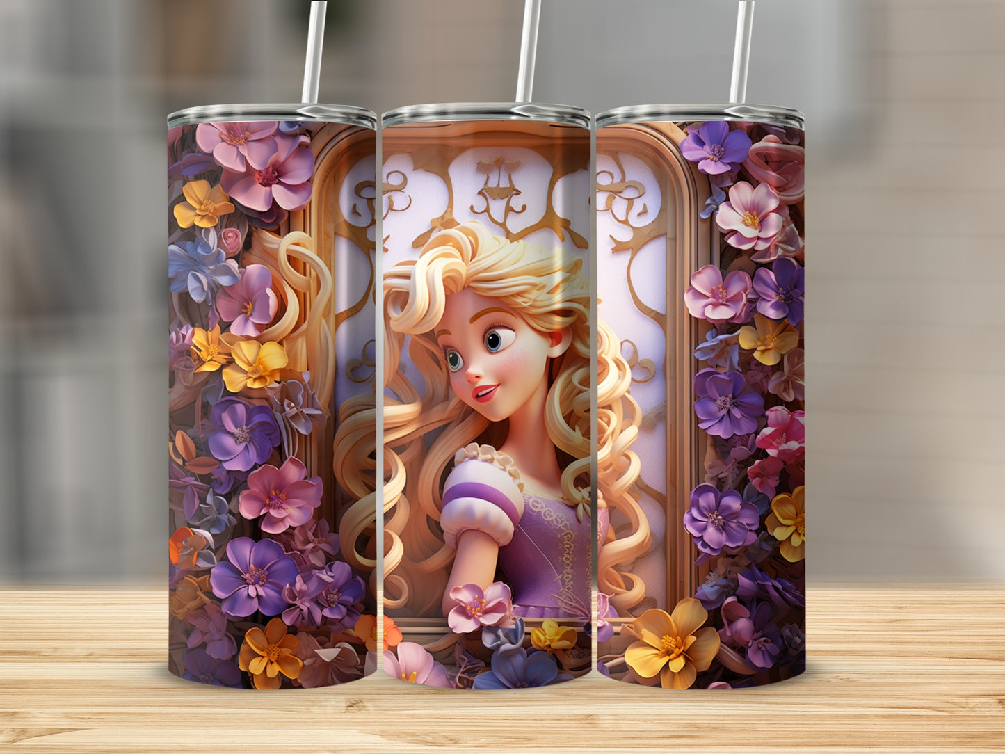 Vibrant Floral Princess Tumbler for Everyday Use