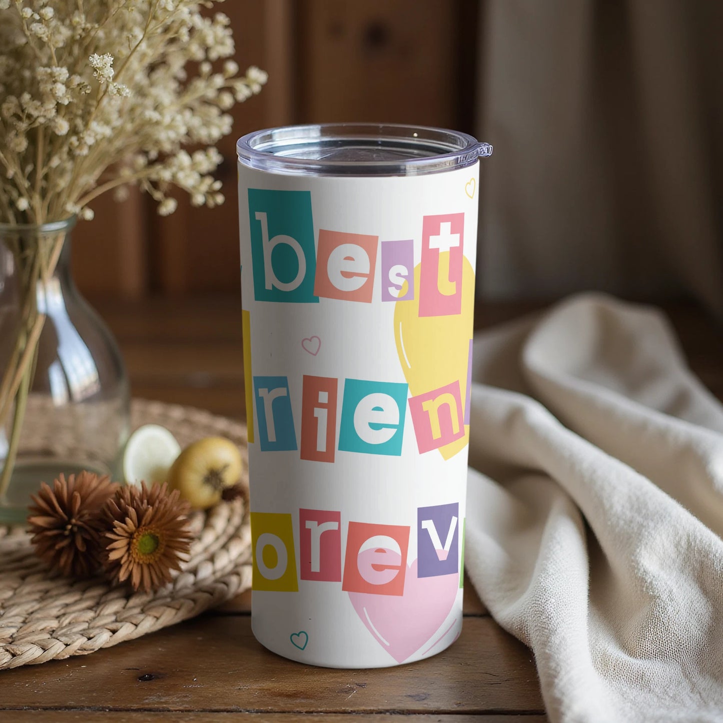 Colorful Best Friends Forever Insulated Tumbler Cup