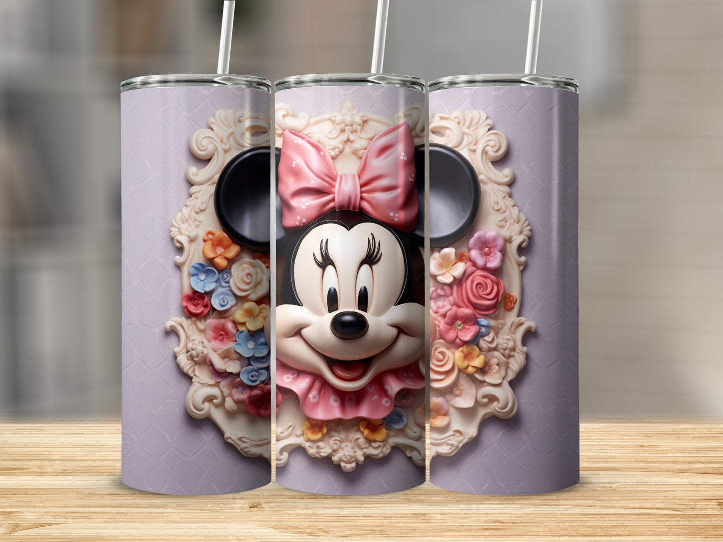 Adorable Character Floral Decor Detailed Tumbler Design