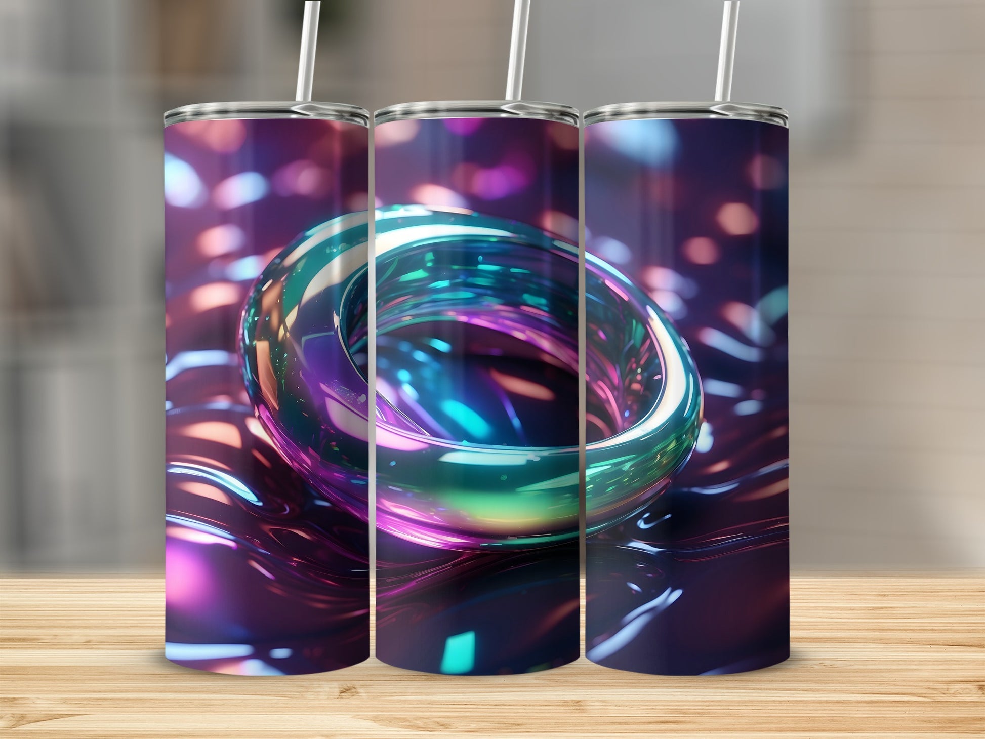 Iridescent Metallic Ring Abstract Vibrant Colors product type