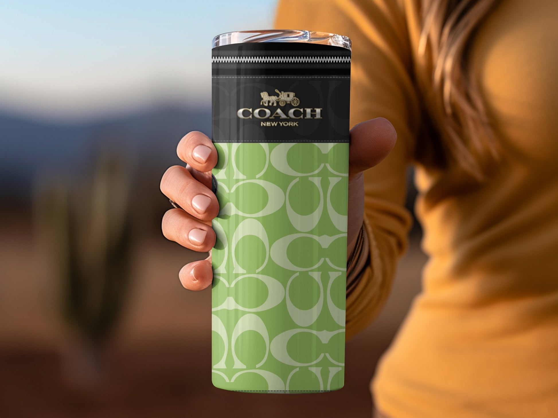 Stylish Green Patterned Coach New York Tumbler
