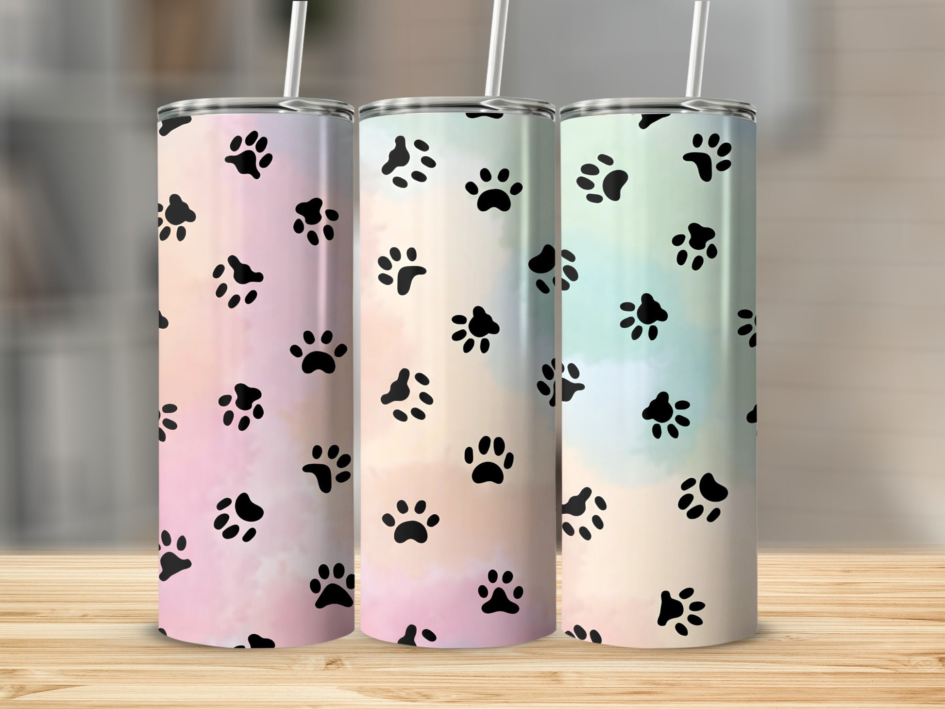 Cute Paw Print Patterned Insulated Tumblers for Pet Lovers