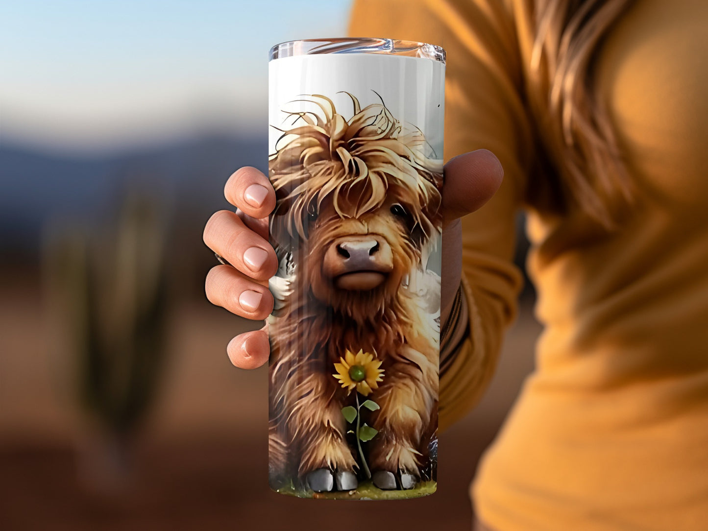 Cute Cow with Sunflower Tumbler Handheld Drinkware