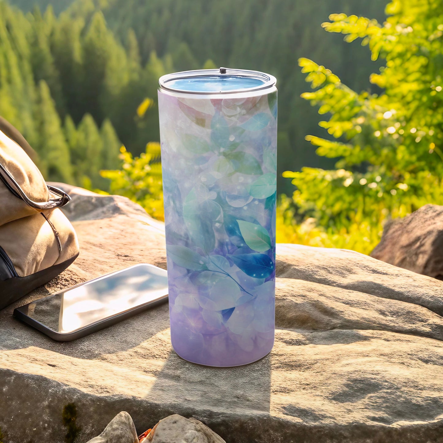 Ethereal Blue Purple Green Leaf Design Tumbler product type