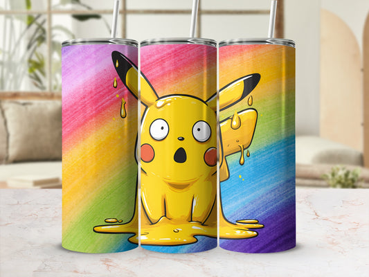 Colorful Dripping Pikachu Design Insulated Tumbler Cup
