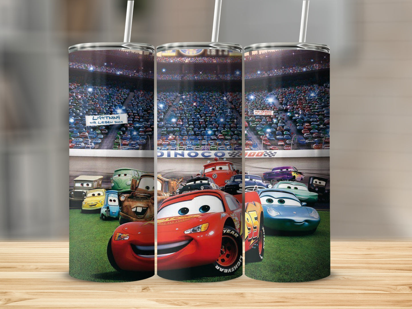 Lightning McQueen Racing Scene Tall Tumbler Cup