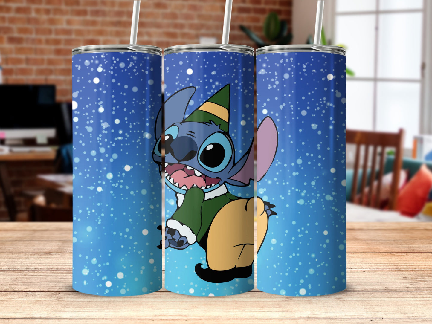 Cute Blue Character With Green Hat Tumbler Cup