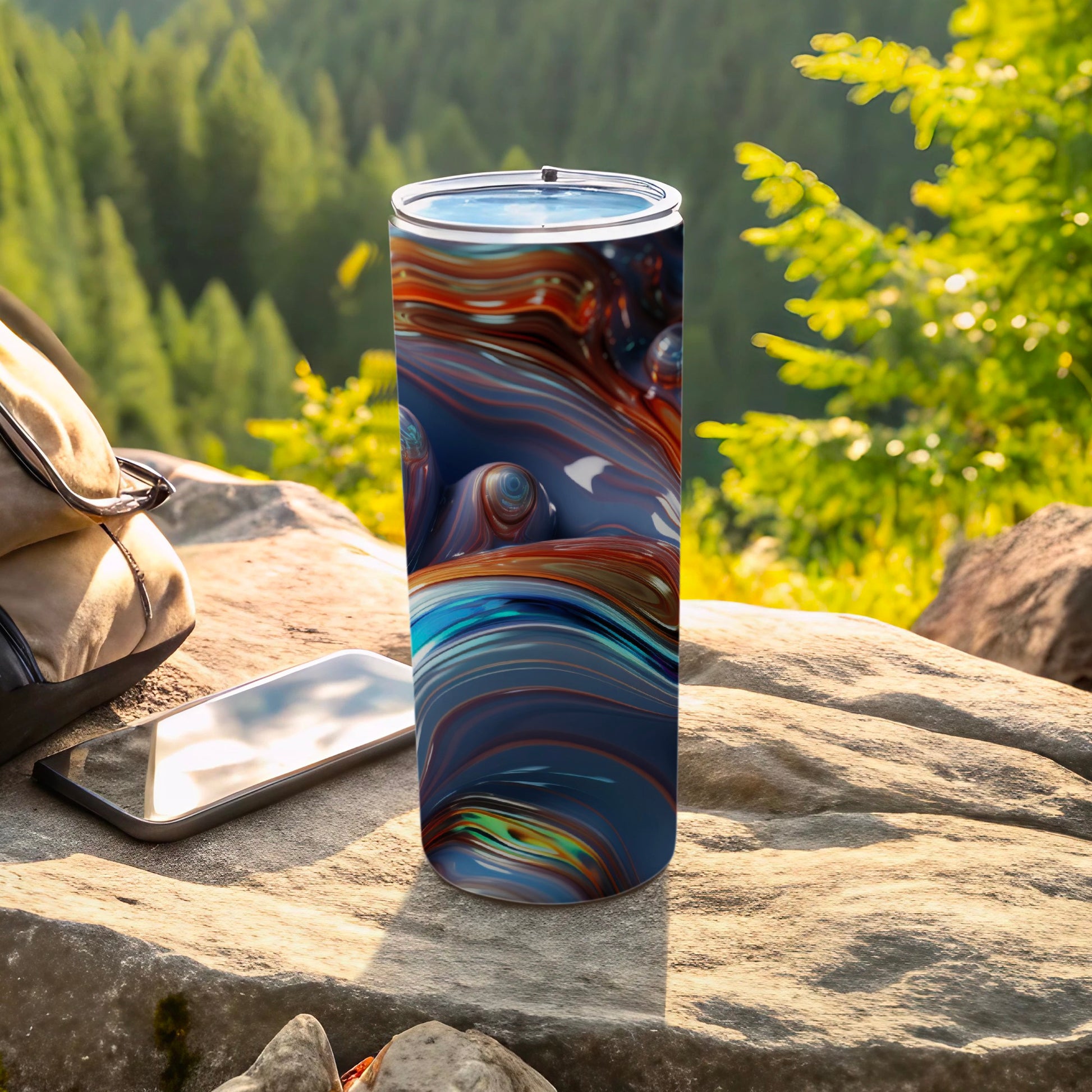 Abstract Multicolor Liquid Waves Pattern Tumbler product type