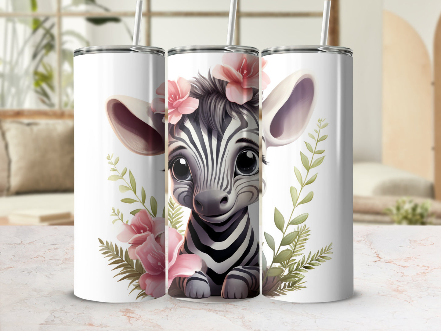 Sweet Baby Zebra Pink Blossoms Greenery Pattern product type