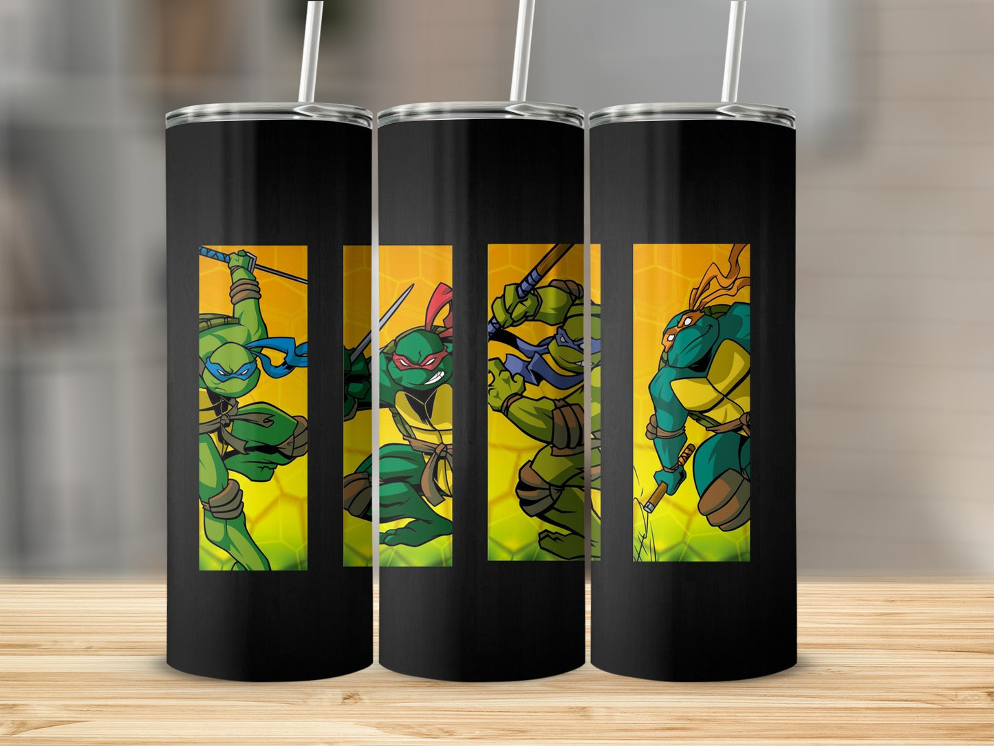 Ninja Turtles Design Black Stainless Steel Tumbler