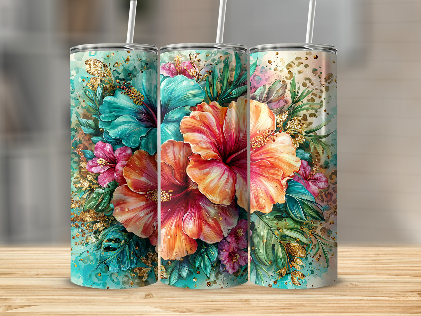 Vibrant Floral Design Tumbler for Stylish Beverage Enjoyment