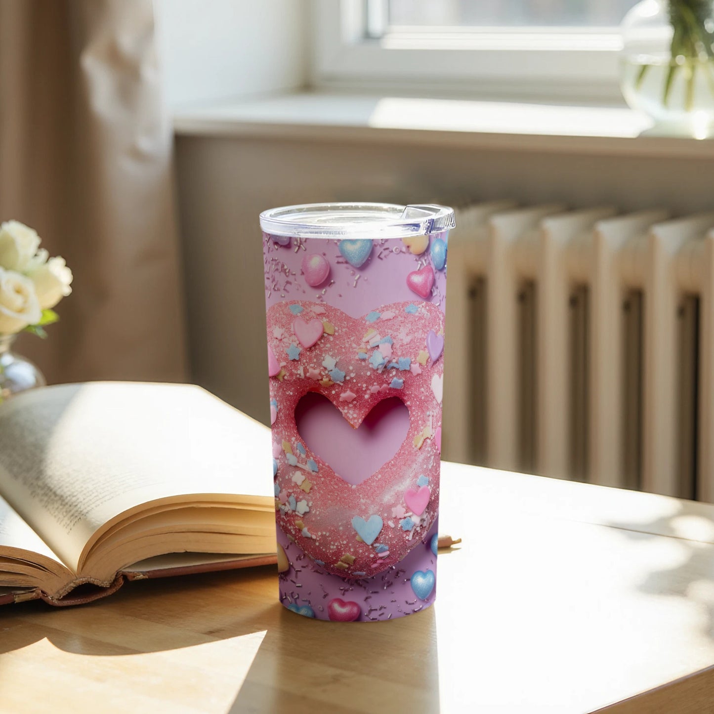 Pink Heart and Glitter Design Tumbler for this product