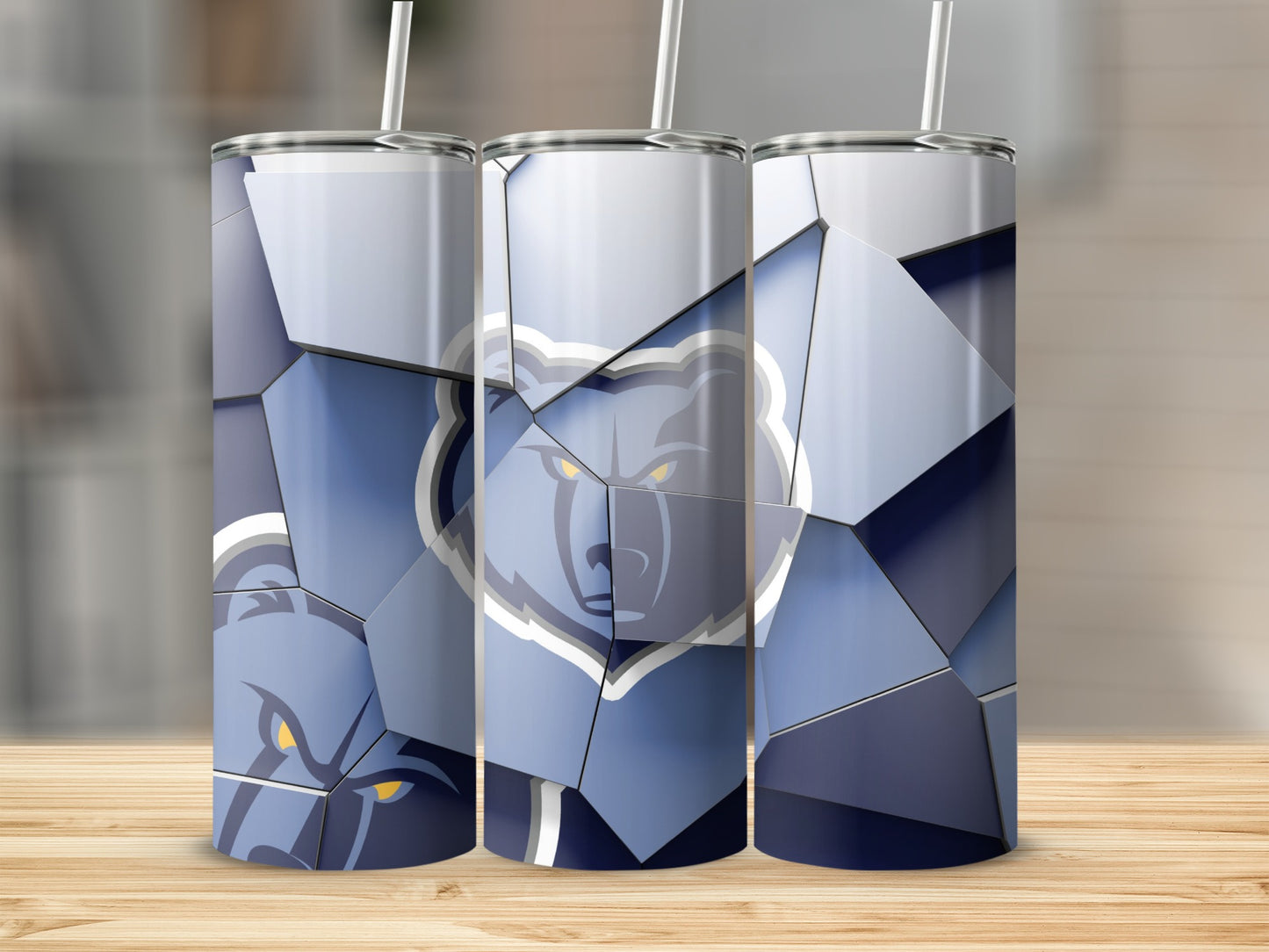 Memphis Grizzlies Shattered Logo Blue Design Tumblers