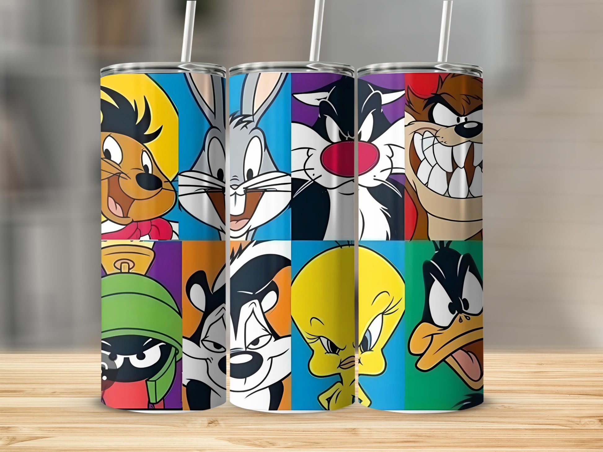 Colorful Looney Tunes Character Collage Tumbler