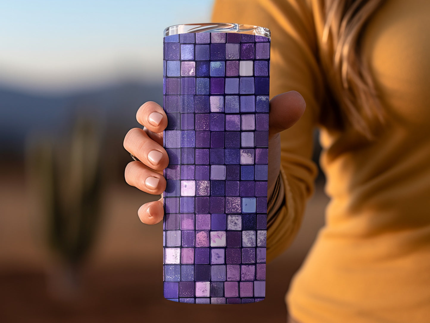Array Purple Blue Square Patterned Design Tumblers
