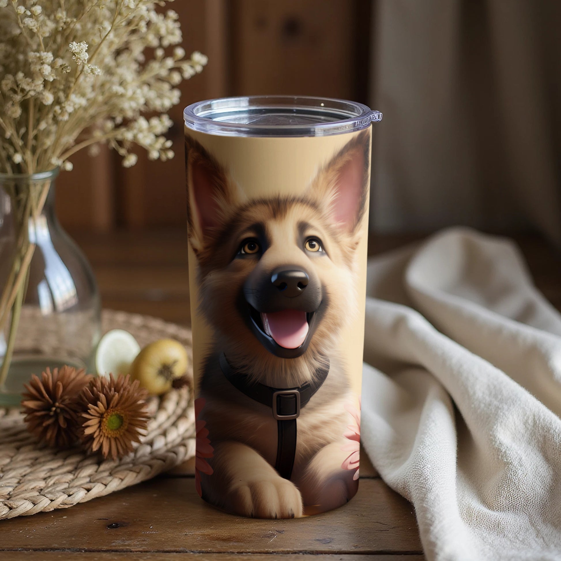 Smiling German Shepherd puppy charming design tumbler product type
German Shepherd, Puppy, Dog, Canine, Pet, Animal, Happy dog, Cute puppy, Adorable dog, Tumbler, Cup, Travel cup, Drinkware, Insulated cup, Beverage container, Dog design, Puppy graphic, Pet portrait, Dog lover gift, German Shepherd gift