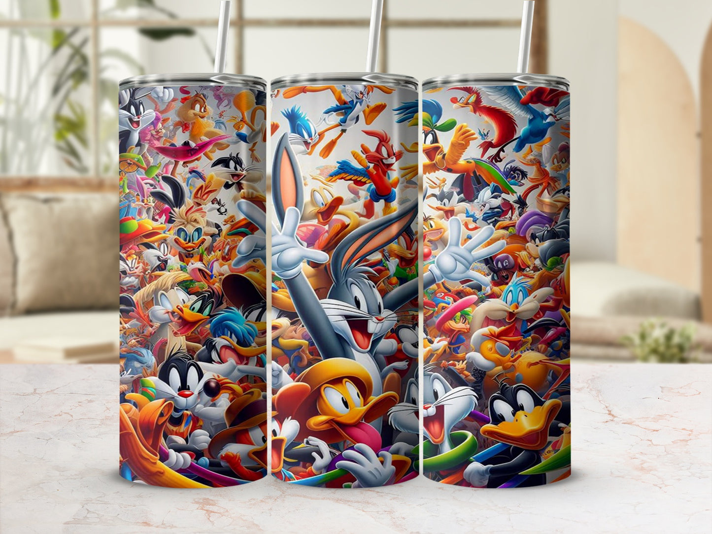 Colorful Looney Tunes Character Collage Tumbler Product