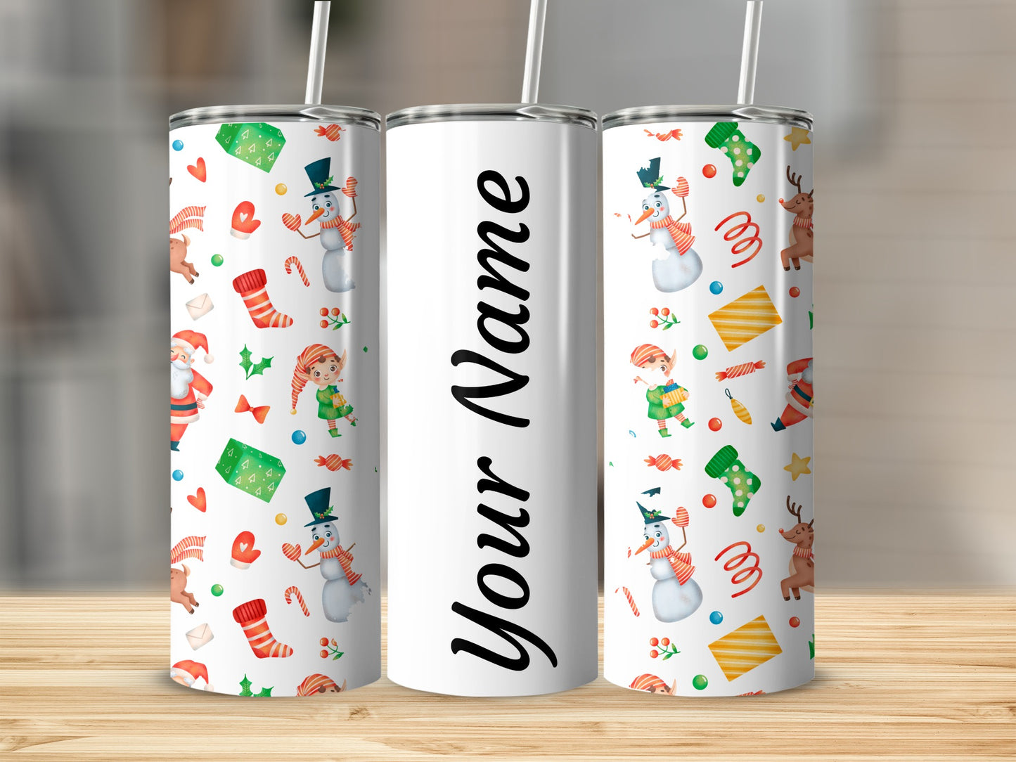 Personalized Festive Holiday Characters Tumbler
