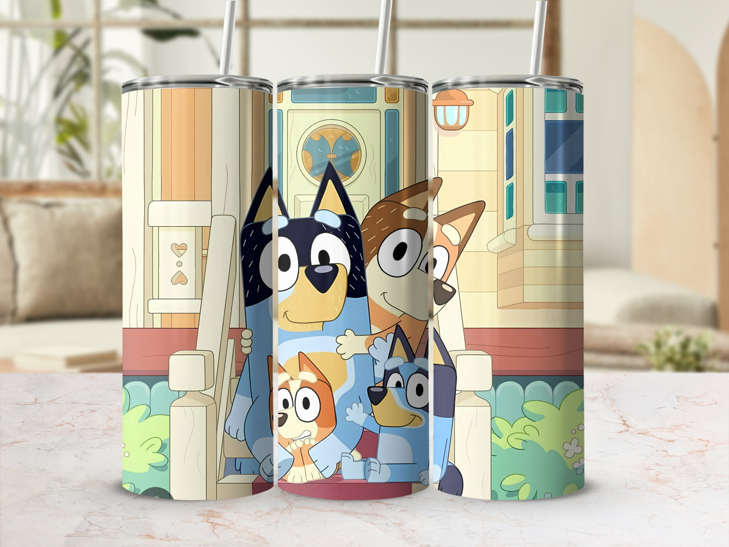 Adorable Cartoon Family Design Insulated Tumbler Cup