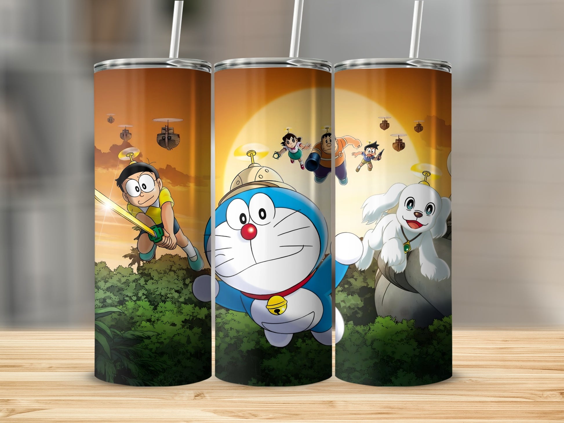 Doraemon Adventure Scene with Friends Tumbler
