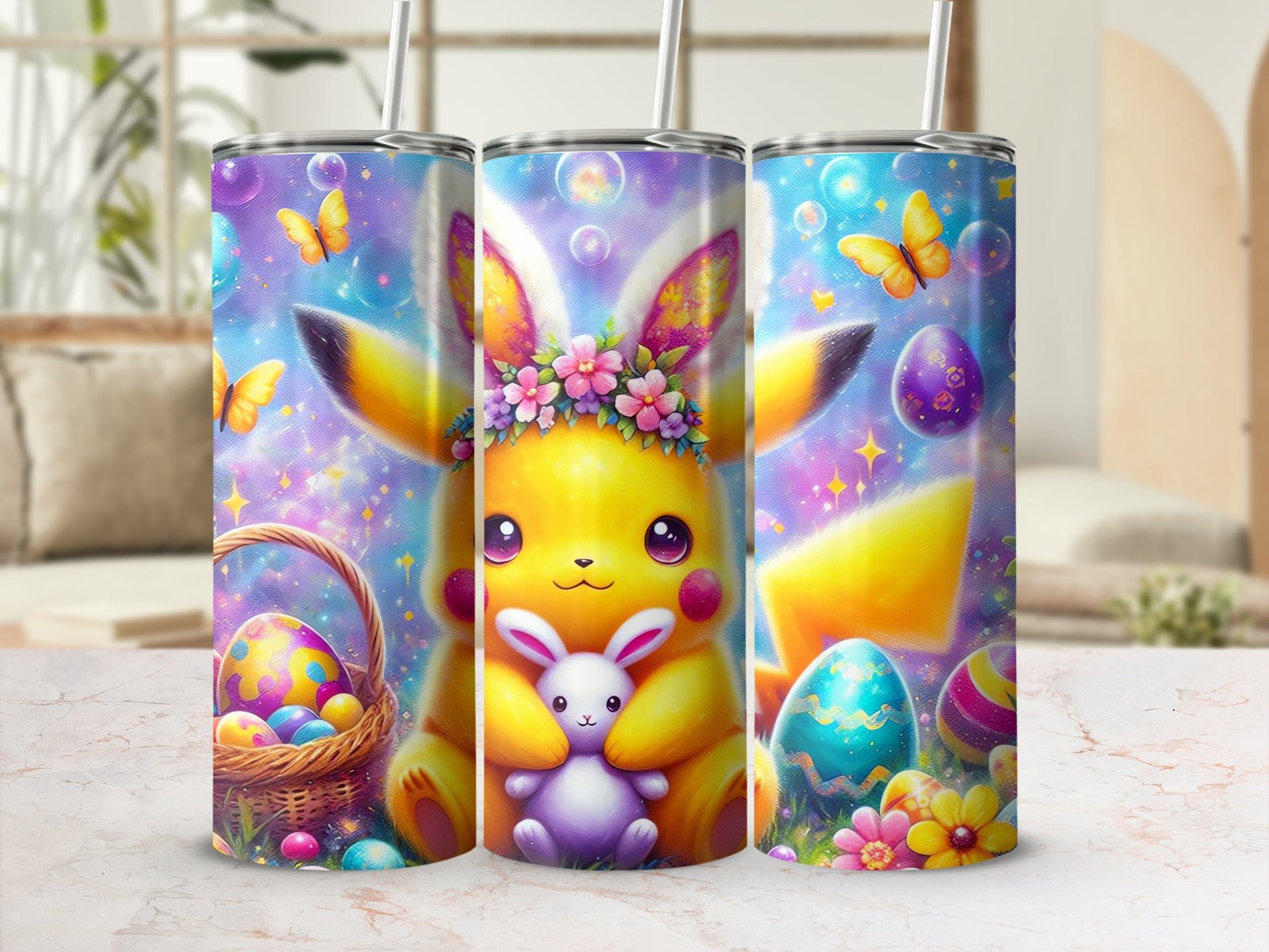 Pikachu Easter Bunny Ears Eggs Flowers product type