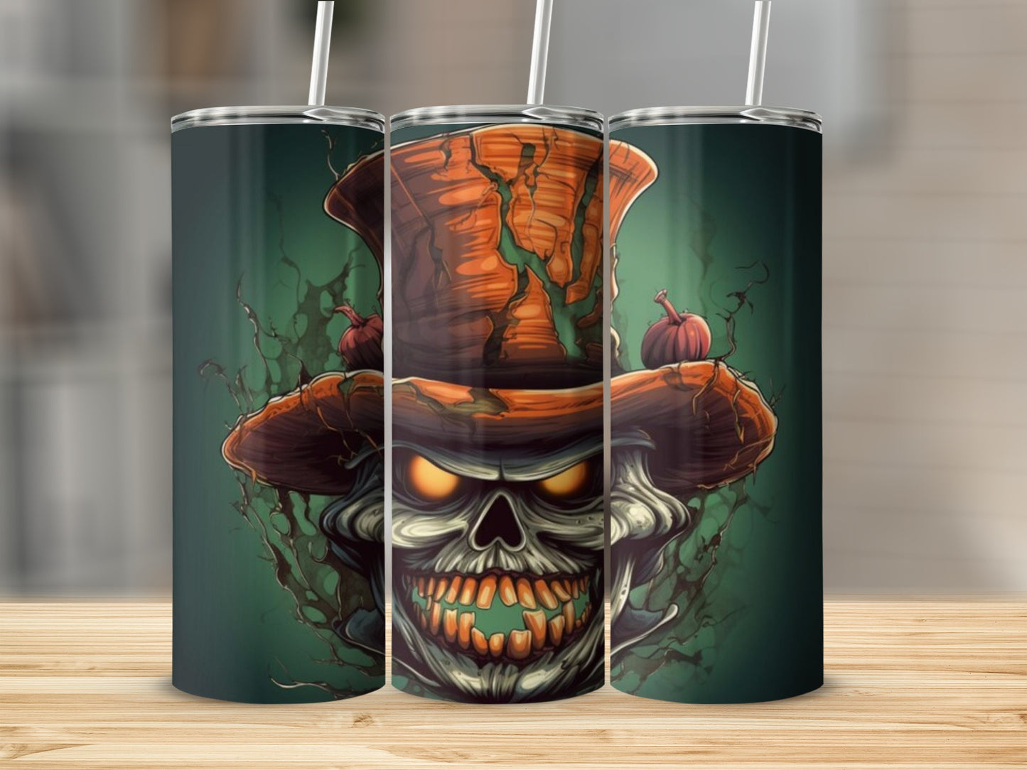 Sinister Pumpkin Head Skull Design Tumbler product