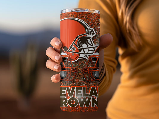 Cleveland Browns Football Helmets Stars and Sparkles Tumblers