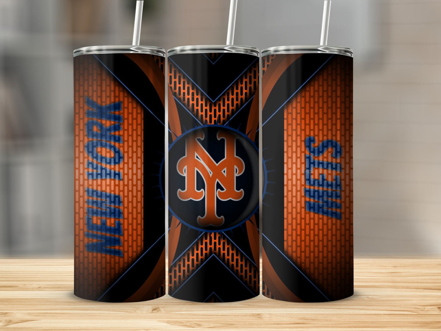 New York Mets Bold Logo with Geometric Pattern Tumblers