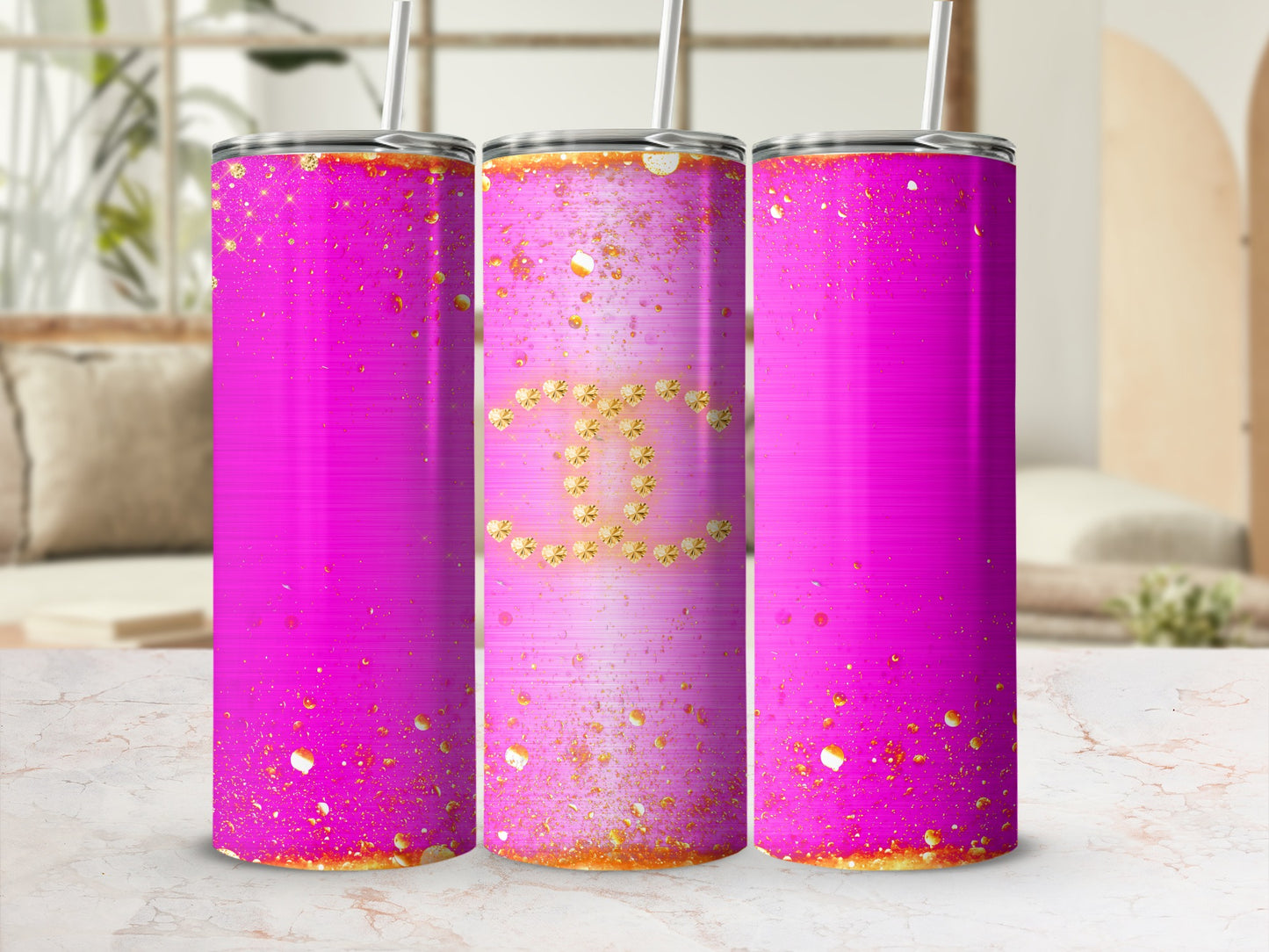 Sparkling Pink and Gold Designer Tumbler