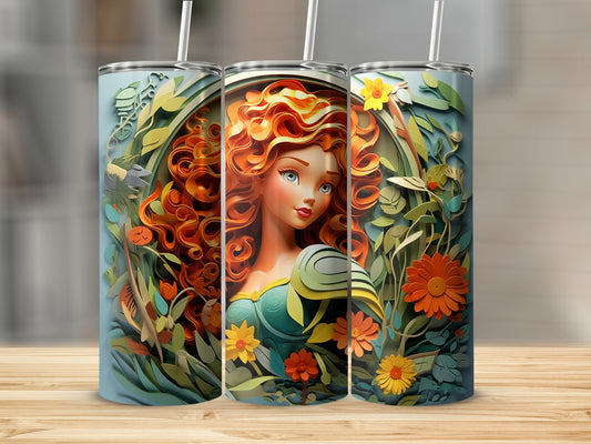 Beautiful Redhead Princess Floral Design Tumbler