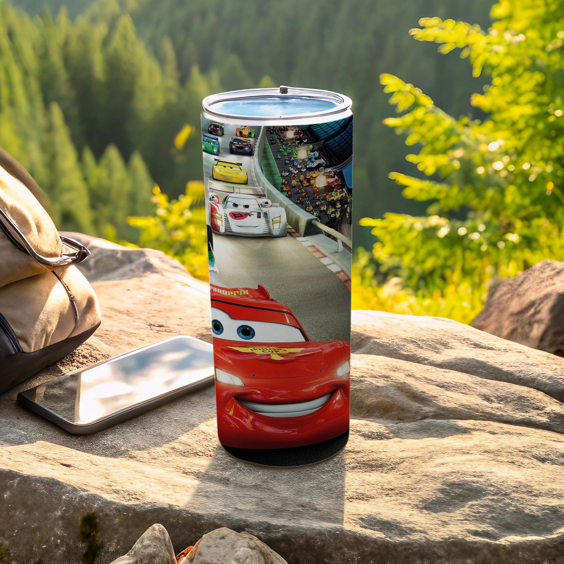 Animated Cars Racing Scene Tumbler for Kids
