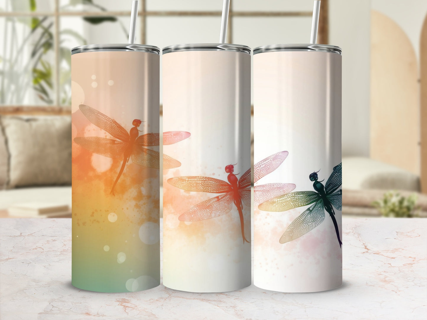 Dragonfly Themed Art Travel Tumbler Drinking Accessory