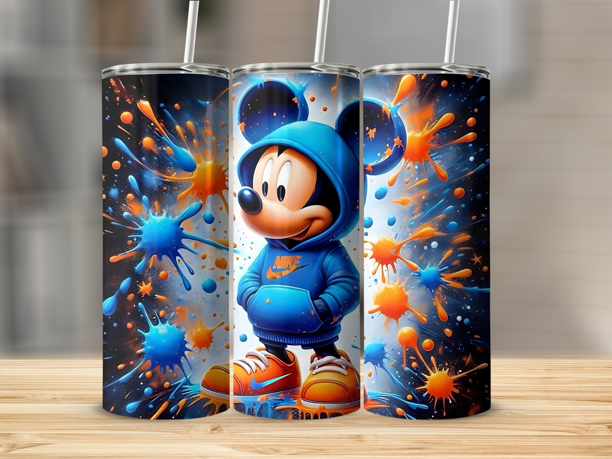 Cartoon Character with Splatter Graphic Drink Tumbler