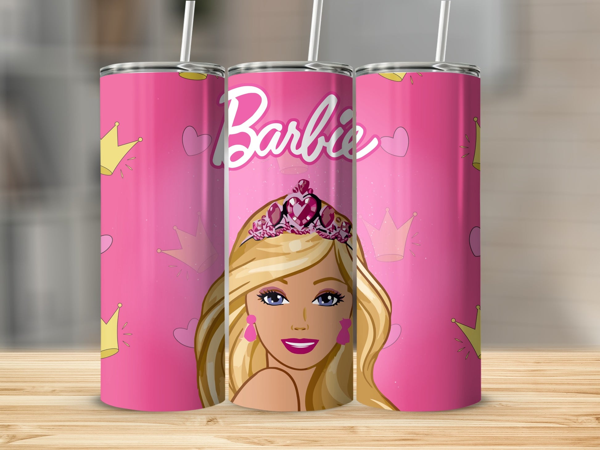 Barbie Pink and Crown Princess Custom Tumbler