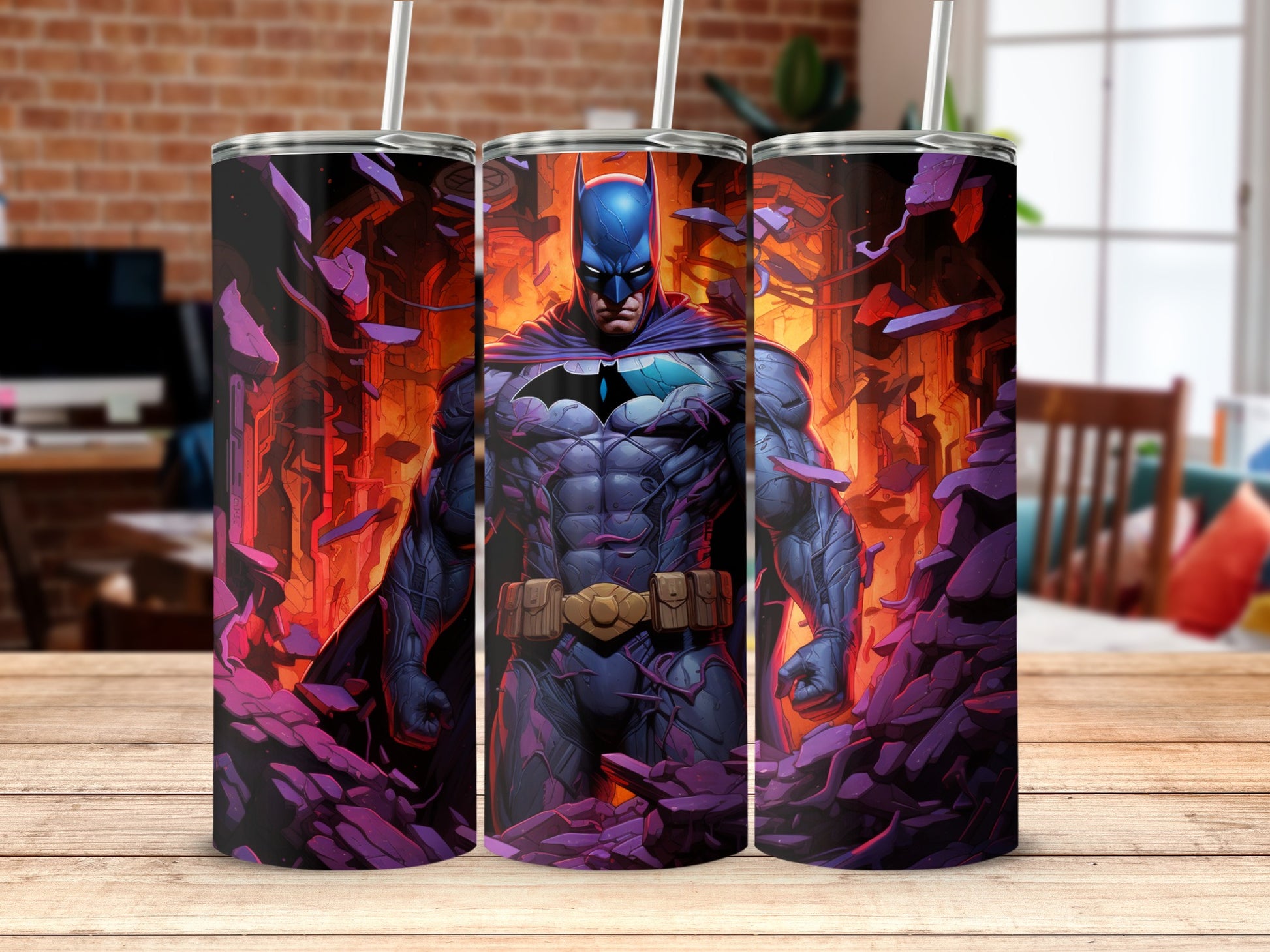 Batman Superhero Art Skinny Tumbler Cup Product
