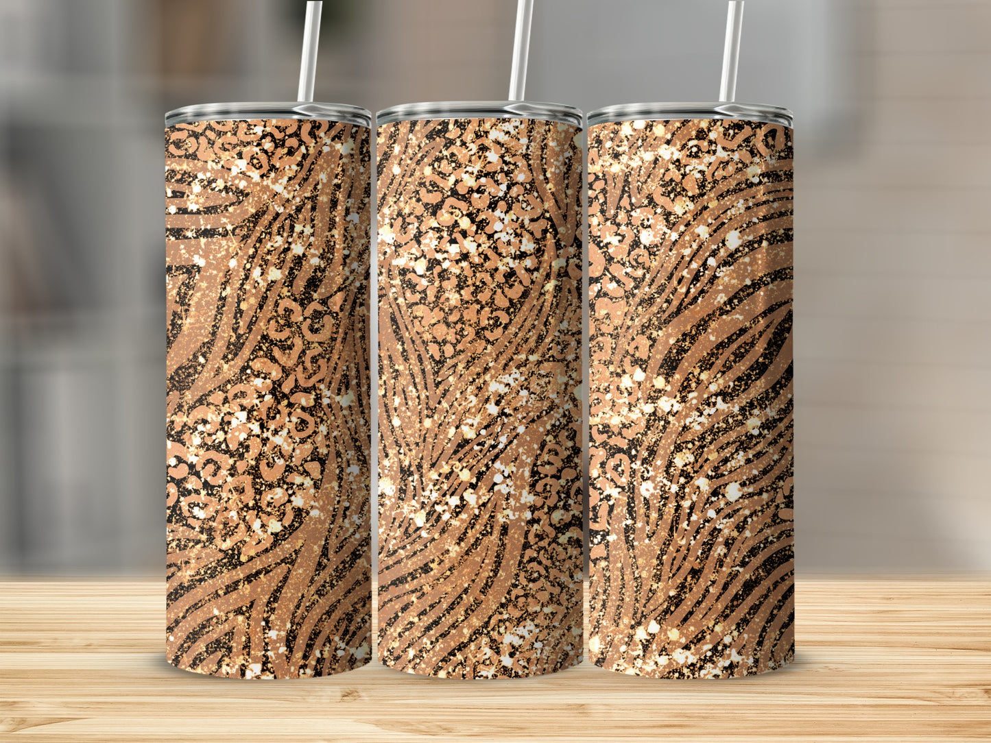 Sparkling Leopard and Zebra Print Insulated Tumbler