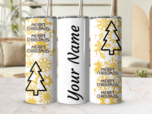 Custom Merry Christmas Design Tumbler with Your Name