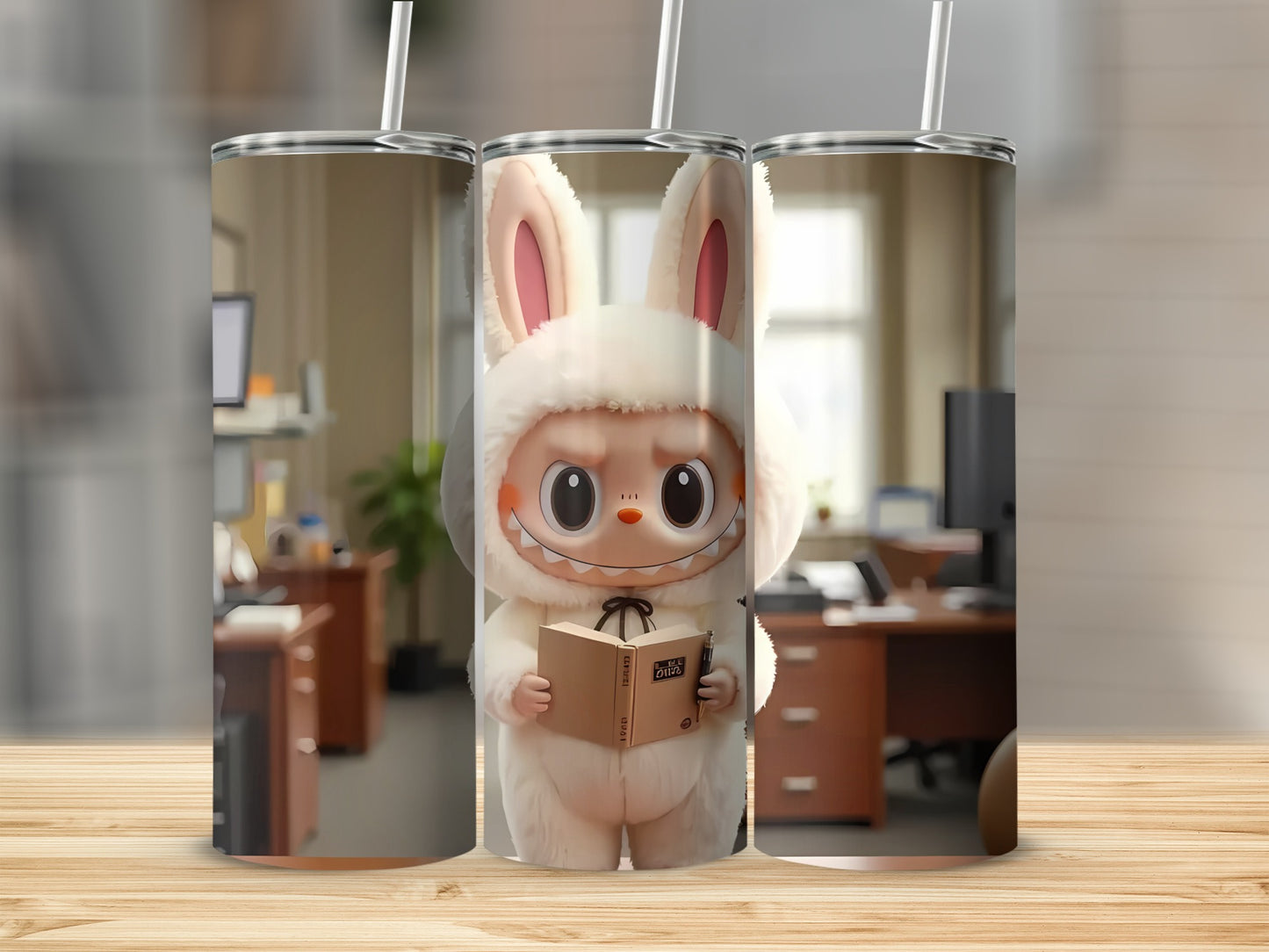 Cute Cartoon Bunny Character Office Tumbler Cup