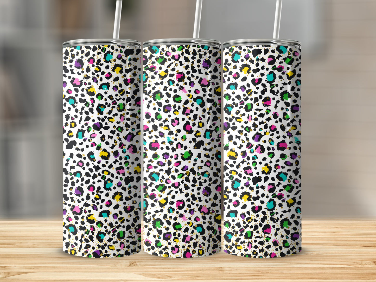 Colorful Leopard Print Double-Walled Insulated Tumbler
