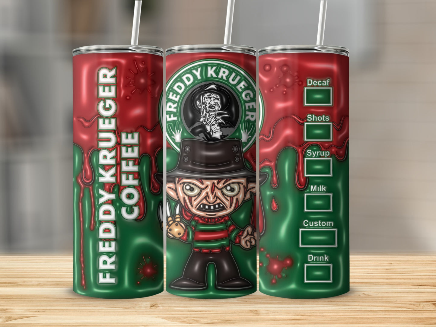 Freddy Krueger Horror Coffee Tumbler with Custom Options