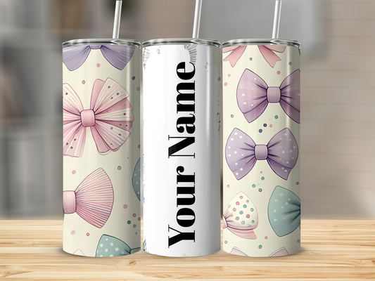 Personalized Bow Print Your Name Tumbler Cup