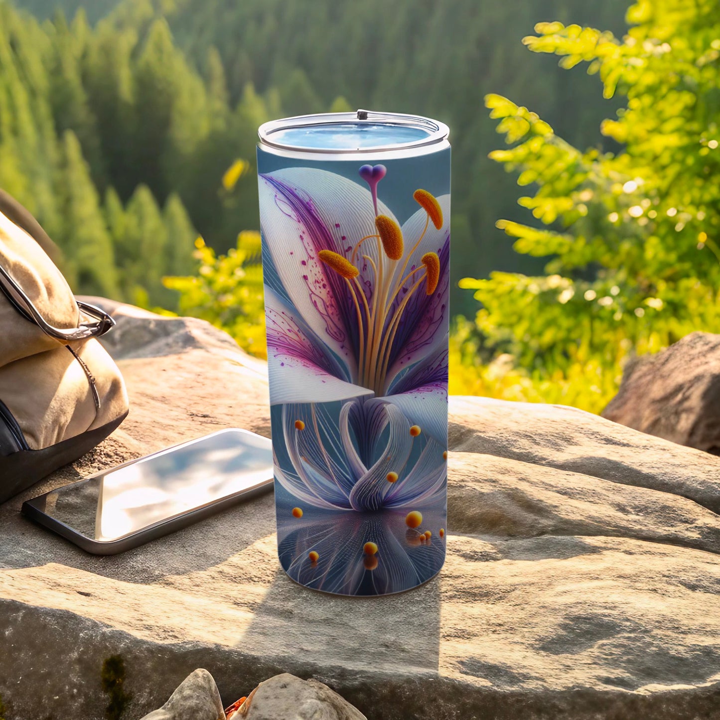 Vibrant Floral Design Travel Tumbler for Outdoor Adventure