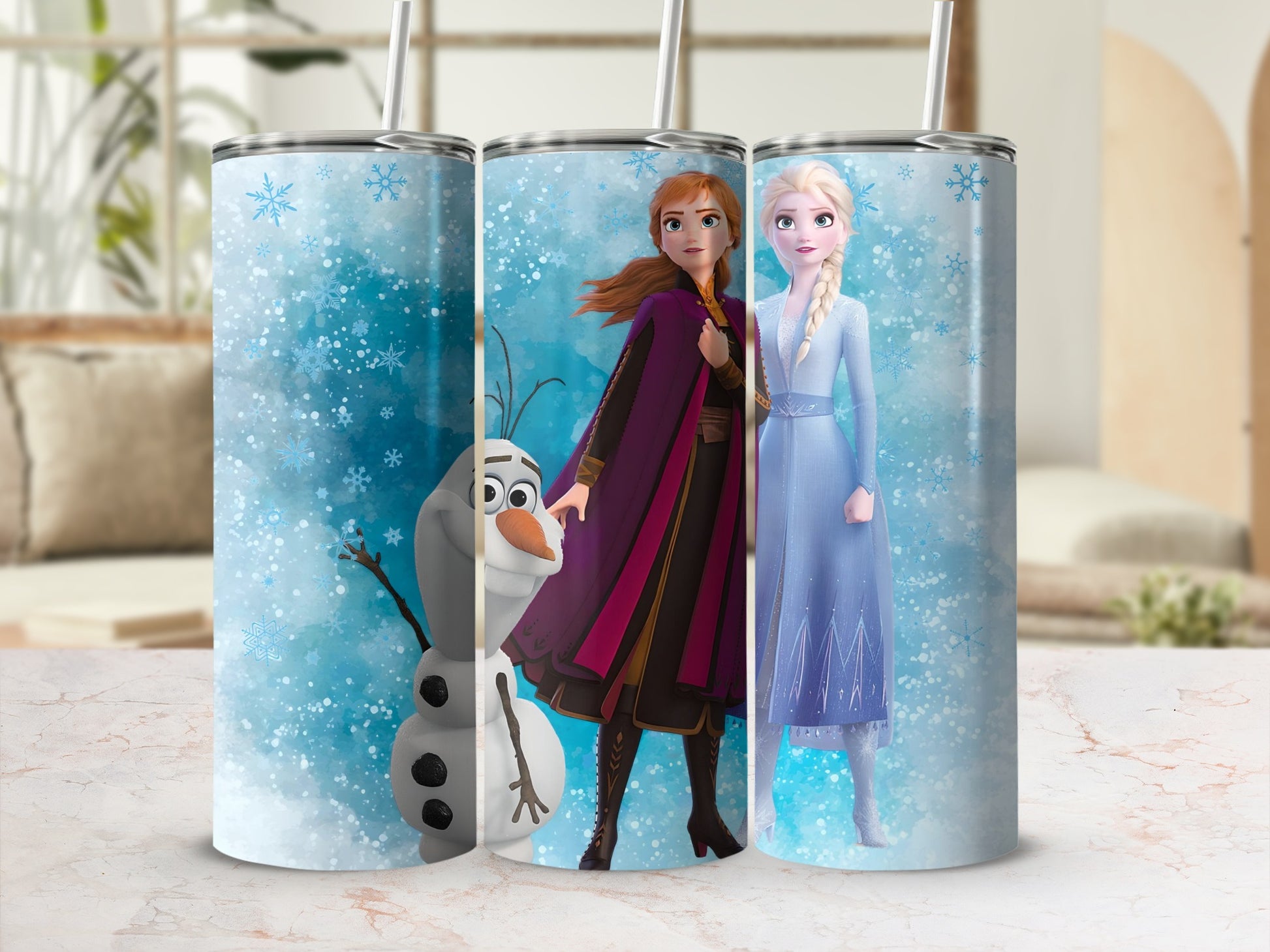 Frozen Characters Tumbler with Lid and Straw Cup