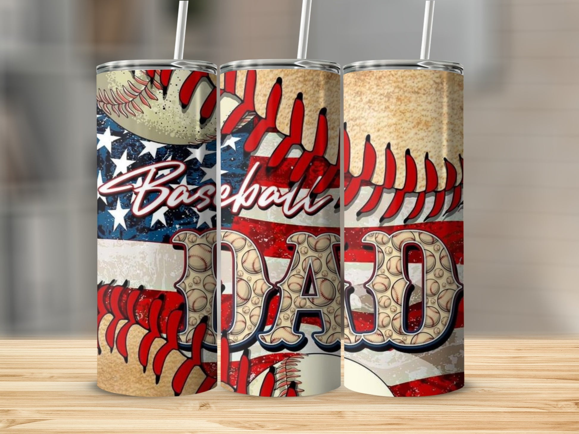 Baseball Dad Tumbler with Patriotic Design Tumbler