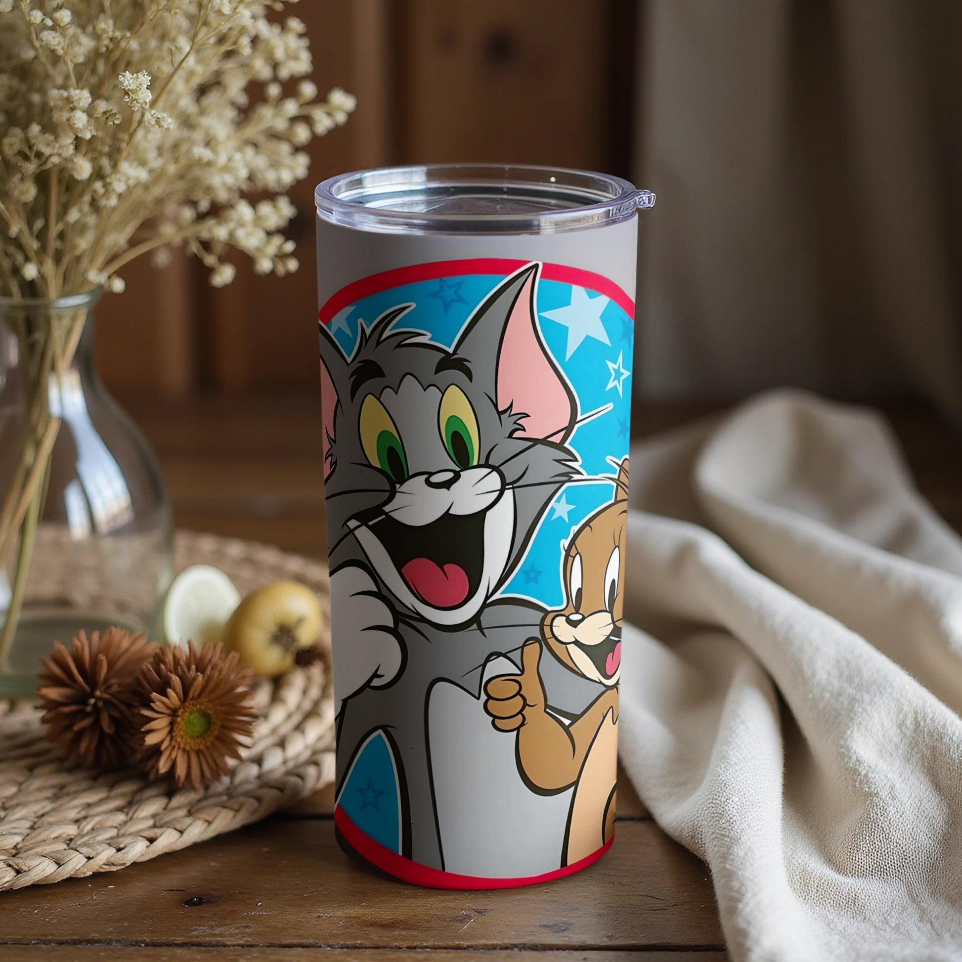 Fun Cartoon Characters Printed Tumbler with Lid