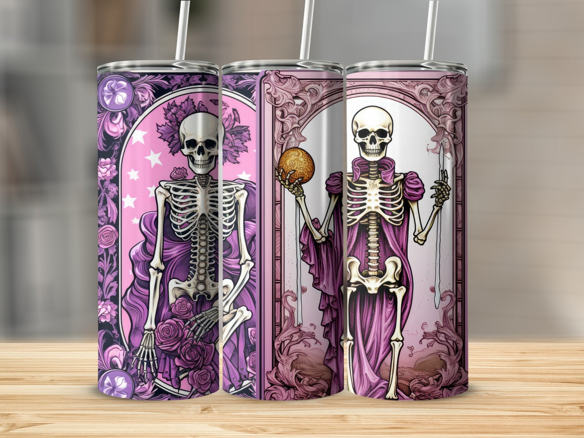 Elegant Gothic Skeleton Art Tumbler Collection for Sale